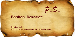 Paskes Demeter névjegykártya